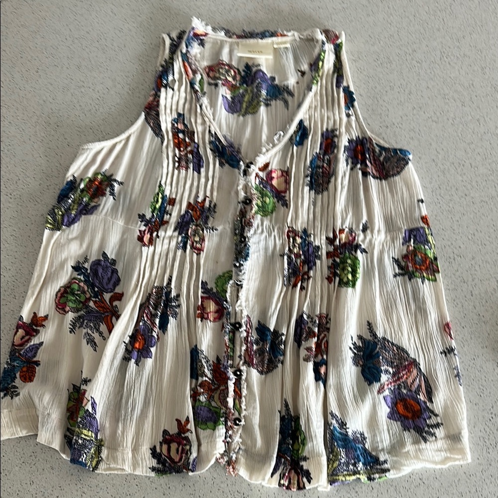 Maeve Floral Sleeveless Top - Crème